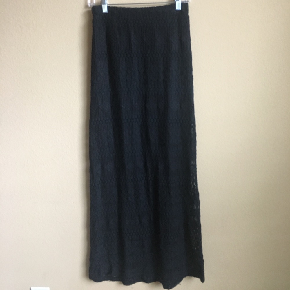 Black lace maxi skirt